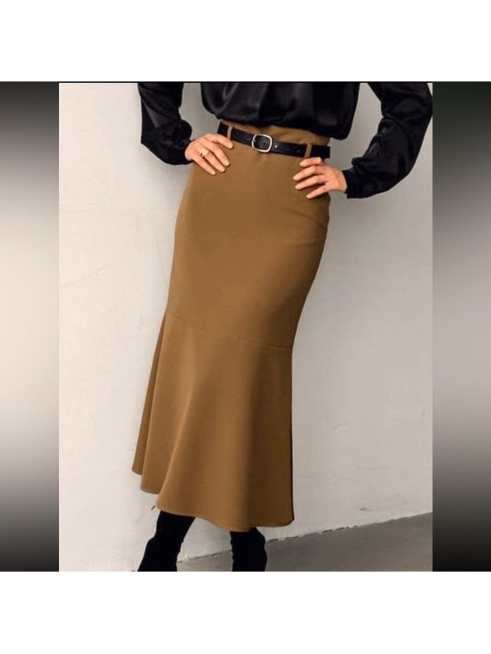 Commense Brown Mermaid Maxi Skirt NWT Size M High Waist Stretch Midi/Maxi